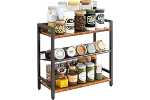 IBUYKE Especiero de 3 Niveles, Organizador Especias, Organizador escritorio, Estante de cocina,Para Comedor, Baño, Dormitorio, Oficina, Marrón Rústico TLJ021H