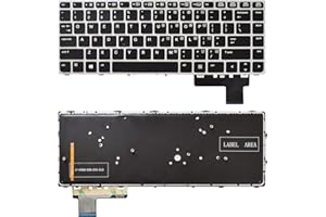 SUNMALL Backlit Keyboard Replacement Compatible with HP Elitebook Folio 9470m 9480m Series Laptop with Silver Frame No Pointer US Layout