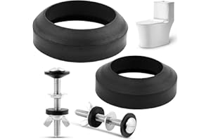 TONGDEJING Universal Toilet Tank To Bowl Gasket, 2 Kind Gasket and 2 Sets Stainless Steel Bolt Hardware Kit, Toilet Repair Replacement Kit Inside Tank Fits 2'' and 3'' Toilet Flush Valve Tank Coupling Kit(black)