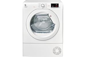 MYCHOICE Hoover HLEC8DE H-Dry 300 8kg Condenser Tumble Dryer, Aquavision, White, Sensor dry, NFC