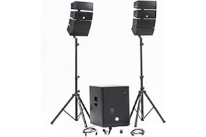 BM SONIC Pack Sono DJ Complet BM Bmsonic BMS-15-ARRAY-BT, 1200W, Enceintes Satellites, Caisson 38cm USB/Bluetooth, Supports Câbles