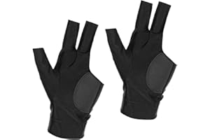 Dplolng 2 Pcs Left Hand Billiard Glove, Three Finger Pool Cue Glove, Breathable Elastic Snooker Sport Gloves Pool Splicing Pr