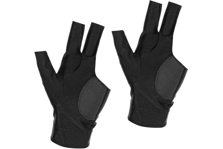 Dplolng 2 Pcs Left Hand Billiard Glove, Three Finger Pool Cue Glove, Breathable Elastic Snooker Sport Gloves Pool Splicing Process Cue Sport Gloves for Men and Women, Black