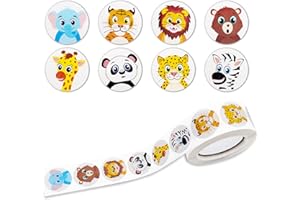 BLMHTWO 500 sztuk urocze naklejki ze zwierzętami okrągłe urocze naklejki 8 wzorów małe leśne zwierzę tygrys naklejki motywacyjne dla dzieci materiały szkolne naklejki nauczyciel szkoły (2,5 cm)