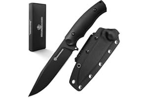 DRACHENADER Coltello da cintura outdoor, coltello da sopravvivenza affilato in acciaio inox D2, coltello da caccia a codolo intero con fodero in Kydex, 13, 2cm Full Tang
