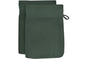 Soleil d'ocre, Lagune Lot de 2 Gants de Toilette, Coton, Vert, 16x21 cm