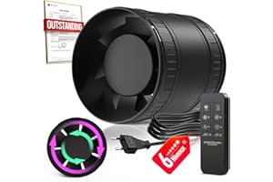 BUMSOU Estrattore Aria 100mm Bidirezionale 6 Velocità Telecomando – Ventola Aspirazione Silenzioso Potente con Protezione dal Surriscaldamento, Ventilatore a Condotto, Aspiratore Bagno Cucina Tenda