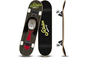 Sefulim 31 x 8 Inch Complete Skateboard 7 Layer Canadian Maple Double Kick Deck Concave Cruiser Trick Skateboard for Boys Girls Teens Adults Beginner
