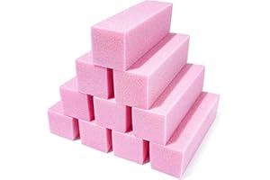 Fuyamp 10 Pcs Nail Buffer Block, Professional 120 Grit Nail Sanding Blocks for Natural Acrylic Nails, Nail Buffer Blacks Manicure Pedicure Tools for Gel Nails Salon Home Use (Pink)