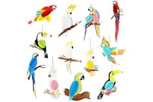 DUGYIRS 12 Pièces Oiseaux Tropicaux Nid D'abeille Découpes de Papier Nid D'abeille Perroquet Tiki Bar Hawaiian Summer Beach Luau Party Décorations Suspendues pour Les Fournitures D'anniversaire D'enfants