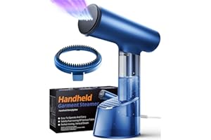 FMK Vapeur à vapeur portable pour vêtements de voyage, tête de vapeur métallique, temps de chauffage de 20 secondes, système de pompe, mini taille, vapeur à main pour tous les tissus, pas, bleu