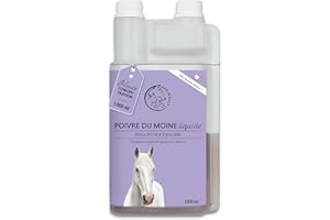 Annimally Liquide de Gattilier pour Chevaux 1000ml avec Ashwagandha, Magnésium et Racine de Réglisse liquide – Pour l’agitation hormonale ou le comportement lié aux chaleurs chez le cheval – Une alter