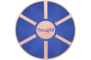 ‎YES4ALL Yes4All Gleichgewichtsboard aus Holz; Wackelbrett mit Hochwertiger Rutschfester Oberfläche; Bevorzugt für Stabilitätsübungen zu Hause, im Fitnessstudio oder im Freien (Blau)