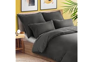 slummer Bettwäsche 135x200 - Sommer Bettwäsche Set - Anthrazit - 100% Baumwolle - Kühlend - Hautfreundlich - YKK Reißverschluss - Oeko-TEX Zertifiziert - Bettbezug & Kissenbezug 80x80cm