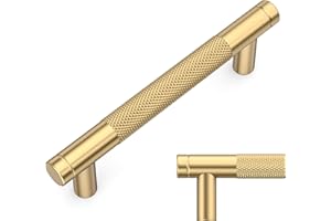 Amerdeco 10 Pièces Poignee de Meuble Cuisine Or Champagne 96mm Poignées Meubles avec Vis, pour Bureaux, Tiroirs, Armoires, Placard UK0040