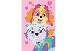Jerry Fabrics Paw Patrol - Manta de forro polar con Skye Everest Corazones Perros Rosa 100 x 150 cm 100% Poliéster Nickelodeon
