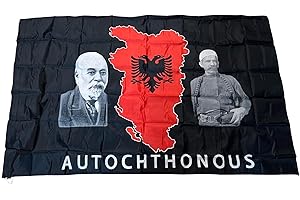 PLMVI Albanische Flagge Autochthonous 150x90cm aus fein Polyester - Albanien Flagge Autochthonous - Kosovo Flagge Autochthonous - Flamuri i Shqipëris Autochthonous 150x90cm - Albanian Flag 150x90cm