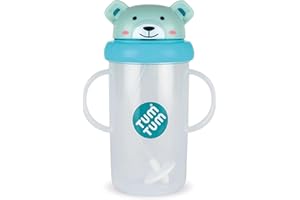 TUM TUM Tippy Up Free Flow Kubek niekapek (bez zaworu), niekapi?cy kubek dla ma?ych dzieci, nie zawiera BPA (nied?wied? Borysa, 300 ml)