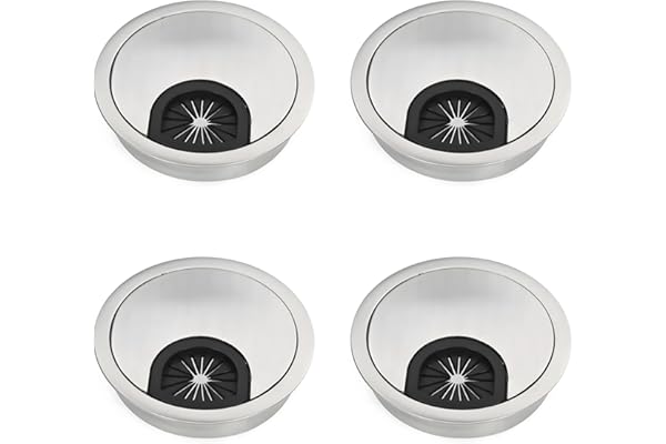 24x7 eMall 4 Pcs 6.8 Cm PVC Round Office Desk Wire Cable Hole Cover with Dust Proof Brushes for Computers Work Rectangular PVC Organizer Desk Accessory Wire Manager. 68 mm