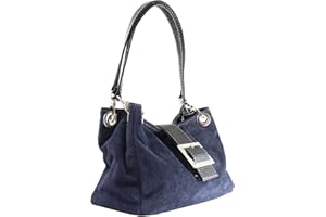 Chicca Borse Pochette a Mano da Donna in vera pelle scamosciata 100% made in Italy 26.5x18x12 cm