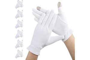 Segbeauty Guantes Blancos, 6 Pares Guantes Blancos Algodón para Pantalla Táctil, para Dermatitis, Hidratantes Manos, Eczema, Inspección de Joyas (M)