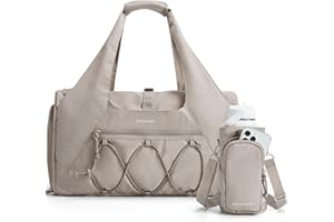 BAGSMART Sporttasche für Damen, leichte Reisetasche mit Schuhfach, Weekender mit Nassfach, Workout-Yoga-Tragetasche, Kamel