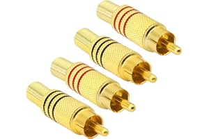 PNGKNYOCN RCA Audio Plug, AV Stereo Gold Plated Male Plug, Spring Coaxial Audio Soldering Free Adapter KANGPING for Conversion Between Audio Device Interfaces（4-pack）