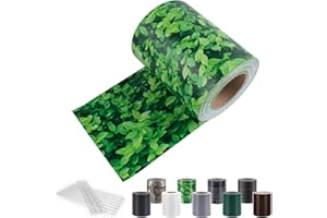Sunnylaxx 35m x 19cm PVC privacidad Valla Tiras de Malla de Protectora Pantalla para Exterior Jardin, Terraza, 20 Clips de fijación, Follaje