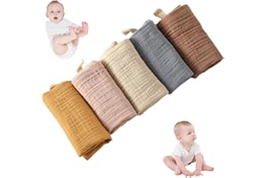FOEEORT 5 PCS Muslin Cloths for Baby,Wash Face Muslin Squares,Suitable for Newborn Baby Wiping Bathing Feeding