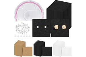 Glarks 400 tarjetas de aretes con 6 agujeros para colgar pendientes, tarjetas de exhibición de aretes negros de 2 pulgadas, soporte para tarjetas de aretes de papel kraft para aretes colgantes de