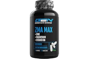 GEN GERMAN ELITE NUTRITION ZMA MAX - 180 Capsules - Dose Extra Haute - Zinc + Magnésium + Vitamine B6 - Premium : Avec 3 Composés de Magnésium - Vegan