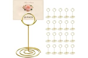 WILLIZTER 20 PCS Table Number Holder Table Card Holder Cards Stand Name Menu Clips Picture Holder (Gold)
