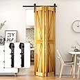 LTIYITL 100CM/3.3FT Bi-Folding Sliding Barn Door Hardware,Heavy Duty Roller Track Kit，Silent and Easy to Install for 2 Doors Hardware Kit,No Door Panel,Applicable to Door Openings 70-80CM Black