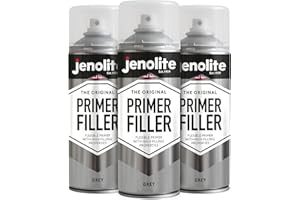 JENOLITE Peinture d'apprêt de remplissage en aérosol | GRIS | Apprêt flexible avec des propriétés de remplissage élevées | Remplit les petites bosses et rayures pour une finition lisse | 3 x 400ml