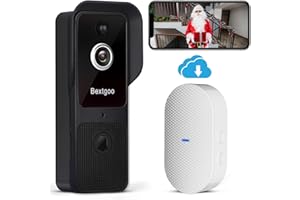 Bextgoo Sonnette sans Fil avec Camera WiFi, 1080P FHD Visiophone sans Fil avec Carillon, Détection de Mouvement, Audio Bidirectionnel, Vision Nocturne Claire, Stockage en Nuage