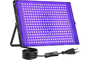 CREATESTAR Lumière Noire LED 300W, Projecteur lumière noire UV, étanche IP66 Projecteur UV LED pour fête lumineuse Affiche fluorescente Bar Disco Halloween éclairage de scène