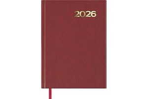 Dohe - Agenda 2026 - Día Página, Tamaño A5 (14x20 cm), Tapa Dura, 12 Meses Enero a Diciembre, Planificador Anual en Español con Marcapáginas - Síntex Burdeos