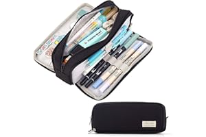 FINEMOE Large Capacity Pencil Box for Girls & Boys, 3 Compartments Pen & Pencil Pouches, Aesthetic Stationery Pouch for Schoo