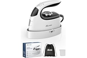 Sundu Mini Travel Iron & Steamer, 1000W Portable Garment Steamer with 300 Holes, 90ml Tank, Lockable Safety Base, Digital Temp Control for Clothes, Sewing, Quilting