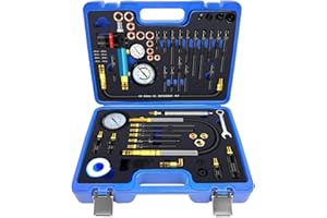 BLOMISE 46tlg Kompressionstester - Benzin & Diesel Motor Kompressionsprüfer 0-50 Bar, 0-725 Psi Druckverlusttester mit Diesel und Benzinmotoren HDi, TDCi, Kfz PKW LKW M8, M10, M12, M14, M20, M22, M24