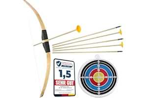 ‎ORA-TEC Bambus Bogenschießen Set 1x 1m Langer Bambusbogen Holzbogen Langbogen mit Zubehör für Kinder ab 6 Jahre und Jugendliche - Indoor Outdoor Spielzeug Jugendbogen Standard Bogen-Set