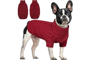 Hjumarayan Hundepullover - Schlicht & Elegant Weihnachtspullover Hund mit Beinen, Schöner Weihnachtspulli Hund mit Geschirrloch, Warme Hundepullover Mittelgroße Grosse Hunde (Rot L)