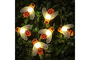ROXEMIRE Solar Garden Lights 50 LED, Honey Bee Fairy String Lights，7M/24Ft 8 Mode Waterproof Outdoor/Indoor Garden Lighting for Flower Fence, Lawn, Patio, Festoon, Summer Party, Christmas，Holiday - Warm