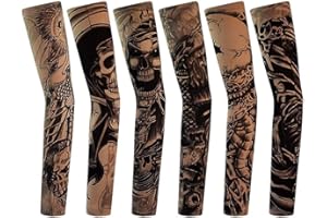 Jerbro 6 Stück Temporäre Tattoo Ärmel Gefälschte-Slip Tattoo Sleeves Körperkunst Sonnenschutz Arm Strümpfe Zubehör