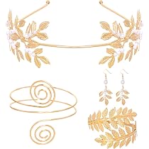 11-teiliges Griechische Göttin Kostüm Set – Lorbeerkranz, Armreife, Halskette & Mehr Für Cosplay & Hochzeit