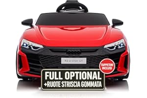 Macchina Elettrica Per Bambini Audi RS e-Tron Auto Elettrica Per Bambini Telecomandata Sedile In Pelle Porte Apribili TAPPETINI INCLUSI Doppio Motore Elettrico 12V Carico 25 Kg TOYSCAR Rossa