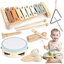 Lot De 5 Instruments De Musique En Bois Pour Bébés - Jouet éducatif Dès 6 Mois