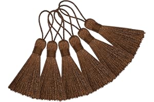 Makhry Lot de 20 mini borlas de hilo sedoso hechas a mano con lazo de 5,1 cm y pequeño nudo chino para pendientes, recuerdos, marcapáginas, accesorios de manualidades (café claro)