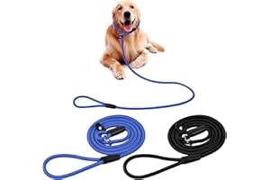 MIKIHAT 2 Pezzi Guinzaglio Retriever Freestyle, Guinzaglio per Cani in Nylon Ammortizzante Retriever Addestramento Cane Guinzaglio Regolabile per Cuccioli e Cani di Taglia Media e Grande (Nero+Blu)