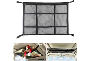 AMNF Filet de rangement pour plafond de voiture, 80 x 54,9 cm, boucle en D réglable, organiseur de rangement pour toit de voiture, camion, SUV, voyage, voyage, camping, accessoires d'intérieur